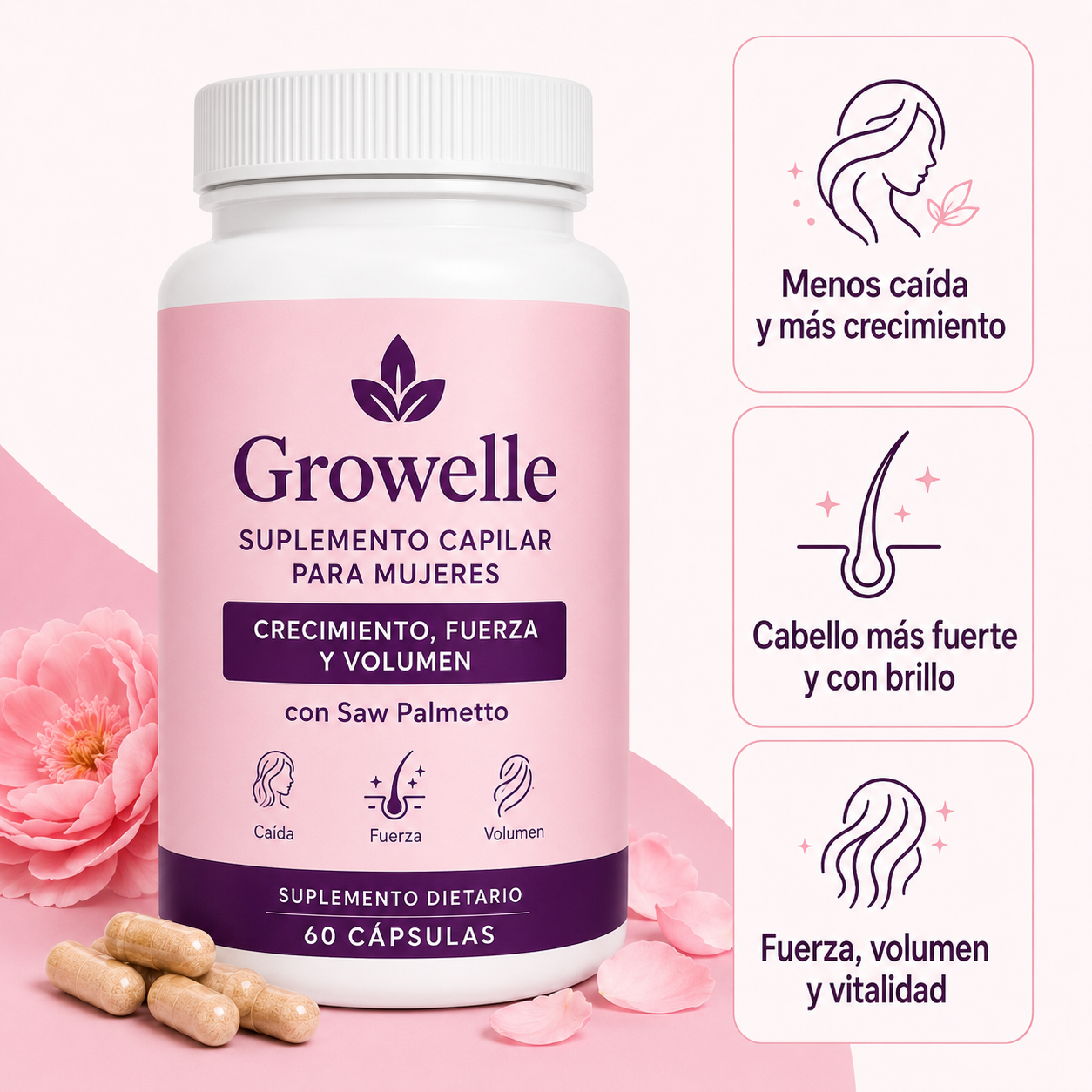 GROWELLE | Suplemento Capilar para Mujeres