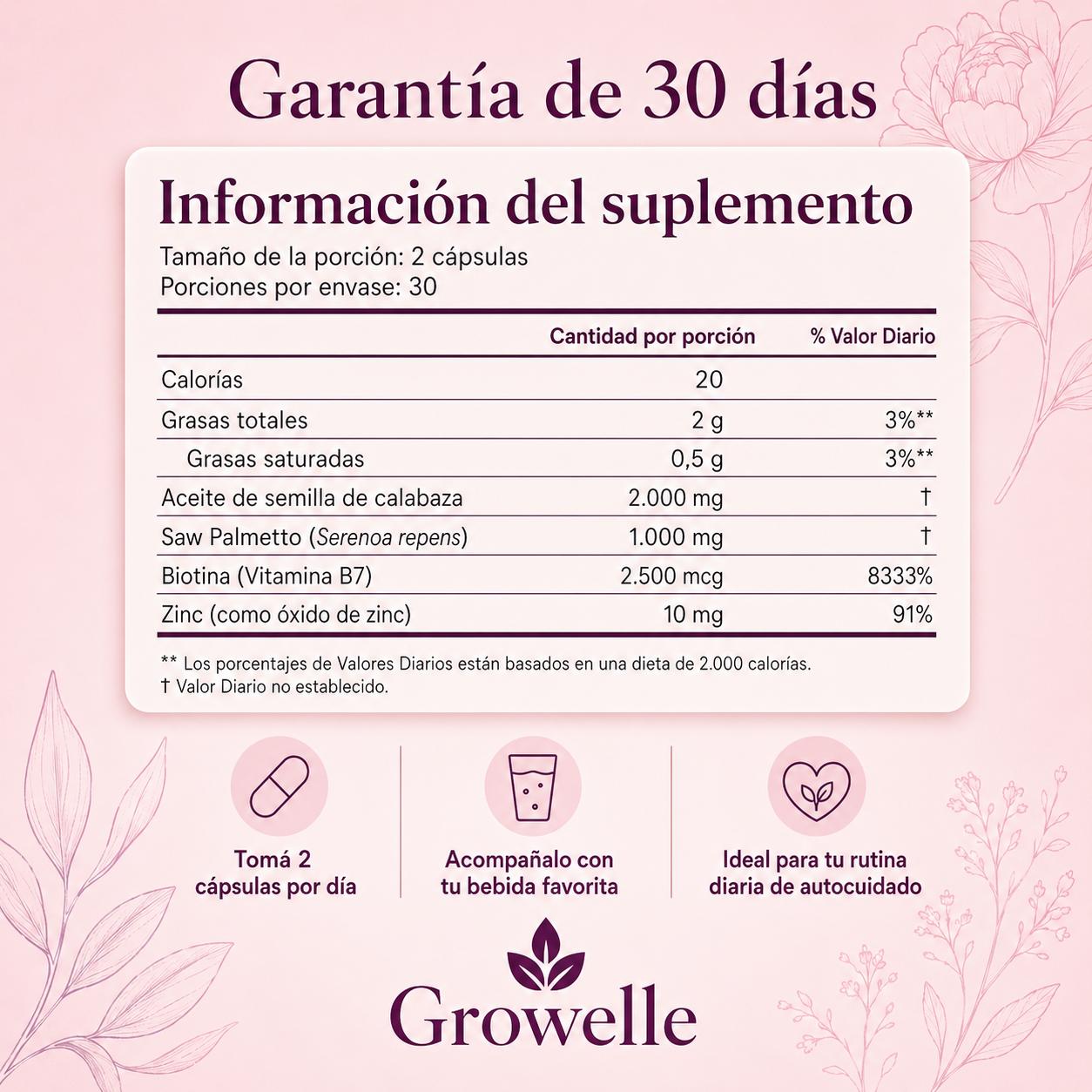 GROWELLE | Suplemento Capilar para Mujeres