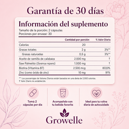 GROWELLE | Suplemento Capilar para Mujeres
